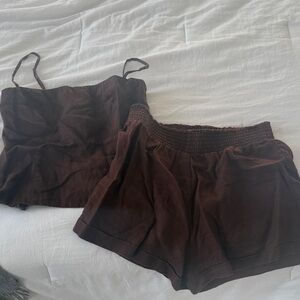 Reformation Chocolate Brown Two Piece Set!